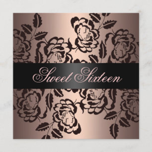 Peach Modern Ro Sweet 16 Birthday Inbjudan