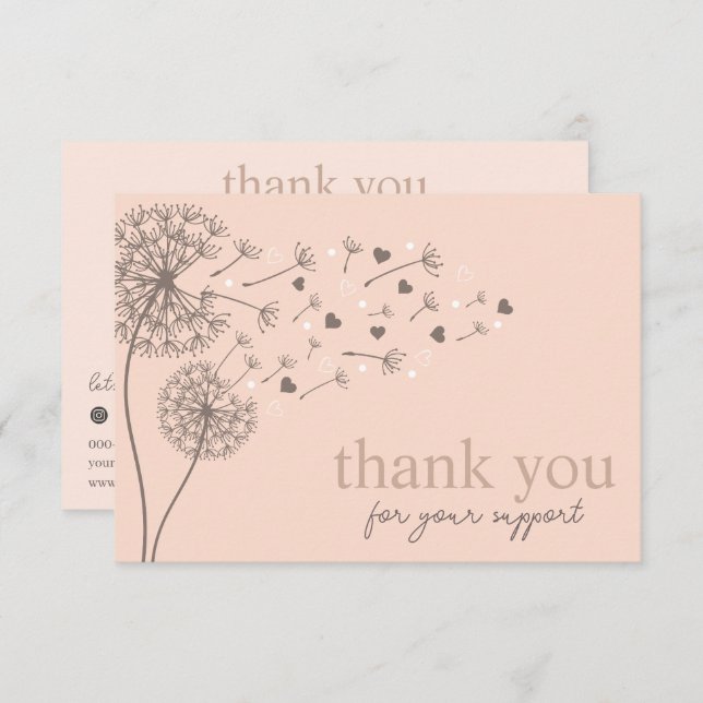 Peach Modern Script QR-kod, Tack Business Tilläggskort (Fram/baksida)