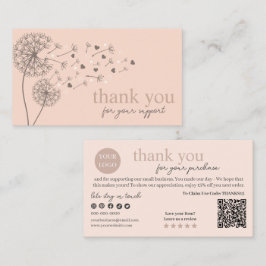 Peach Modern Script QR-kod, Tack Visitkort