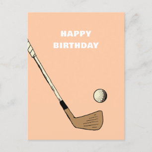 Peach Modern Vintage Golf Vykort
