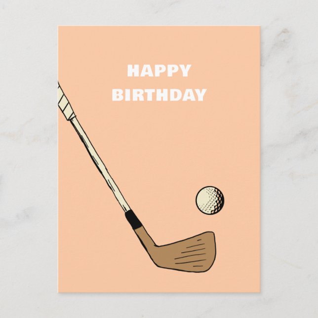 Peach Modern Vintage Golf Vykort (Framsida)