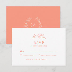 Peach Monogram Bröllop OSA Kort