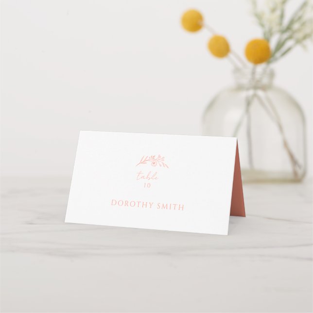 Peach Monogram Bröllop Placeringskort (Framsida)