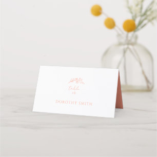 Peach Monogram Bröllop Placeringskort