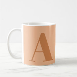 Peach Monogram Initial Brev Kaffemugg