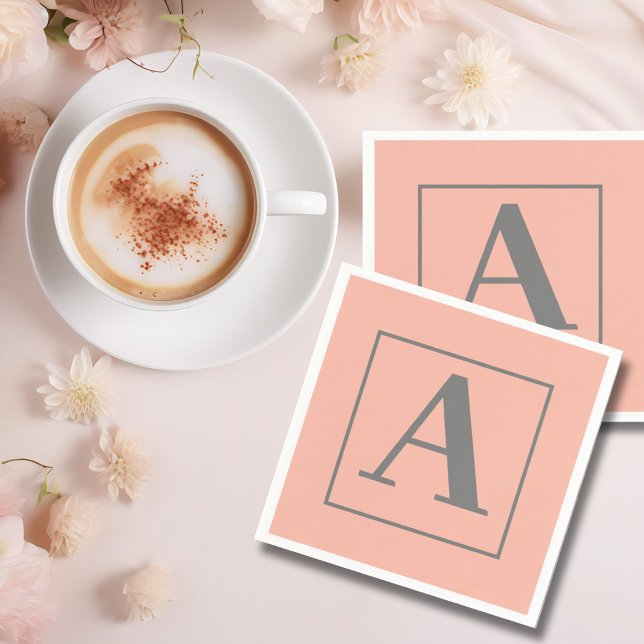 Peach Monogram Pappersservett (Skapare uppladdad)