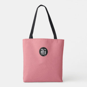 Peach Monogram Tote Bag Tygkasse