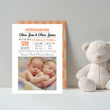 Peach Mönster Photo Baby meddelande