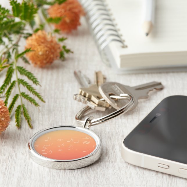 Peach Music Rund Silverfärgad Nyckelring (Sidan)