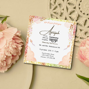 Peach Muslim Girl Aqeeqah- Aqiqah- Inbjudan