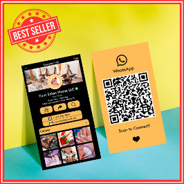 Peach Nail Salon WhatsApp QR-kod för sociala medie Visitkort