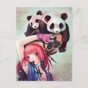 Peach Ninja Pandas vykort