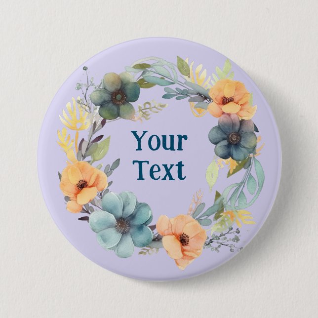 Peach och Blåblommiga andningspassagerarcharm Knapp (Framsida)