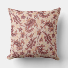 Peach och Burgundy Paisley Blommigt Dekorativ kudd