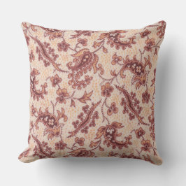 Peach och Burgundy Paisley Blommigt Dekorativ kudd Kudde
