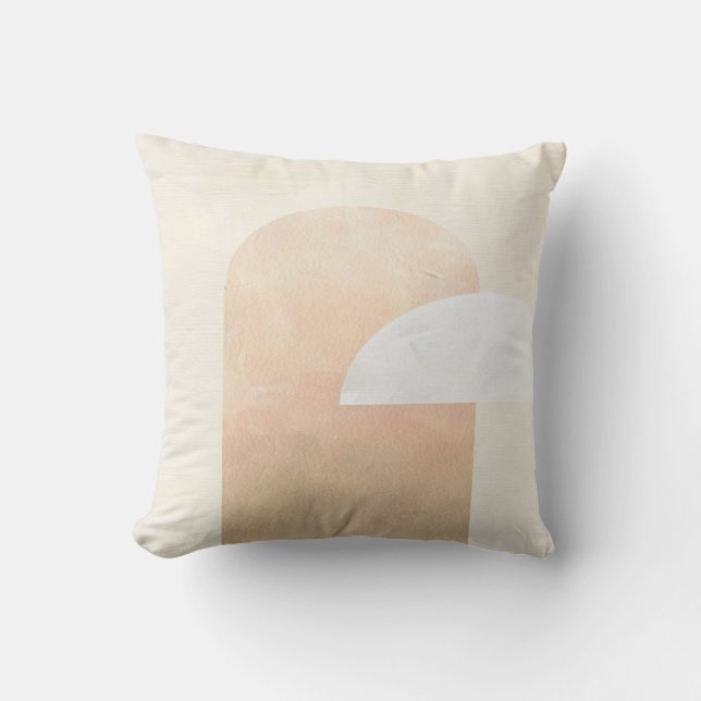 Peach och Cream Paintbrush-Abstrakt Kudde (Framsida)