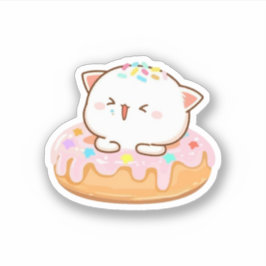 Peach och Goma Mochi Cat Donut Klistermärken
