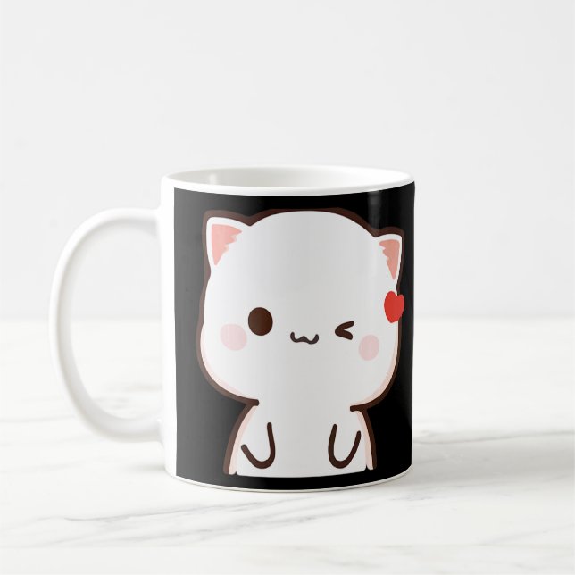 Peach och Goma Mochi Cat Kaffemugg (Vänster)