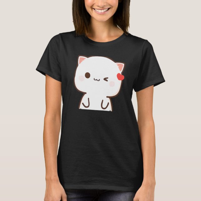 Peach och Goma Mochi Cat T Shirt (Framsida)
