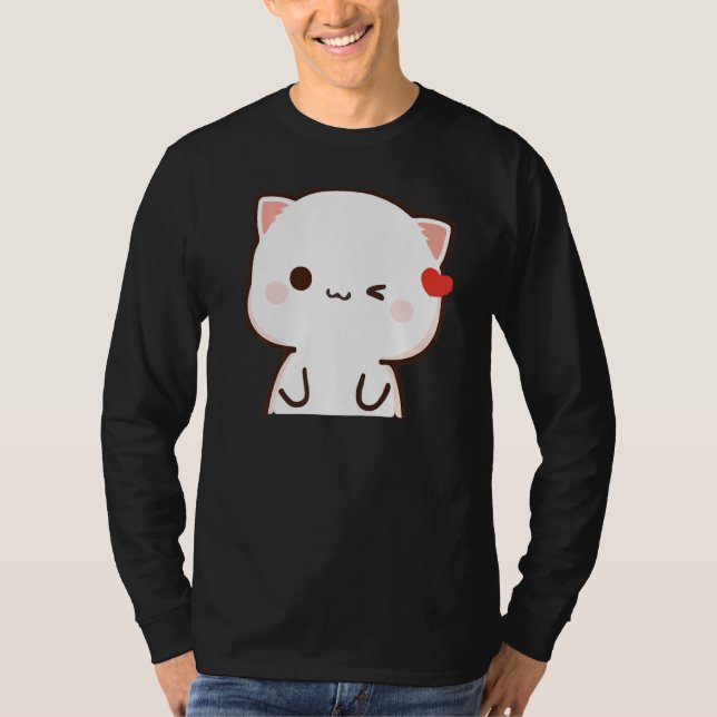 Peach och Goma Mochi Cat T Shirt (Framsida)