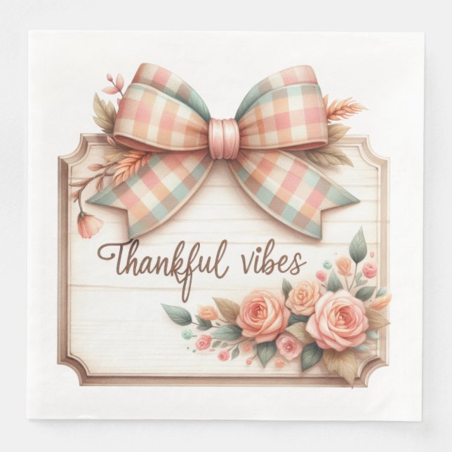 PEACH OCH GRÖNT FALLER VUTUMNE, TEMADE OBJEKT PAPPERSSERVETT (Framsida)