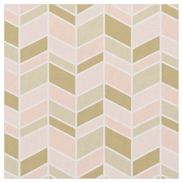 Peach och Guld Herringbone Chevron Tyg (Närbild)
