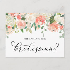 Peach och Ivory Flowers blir min Bridesman Vykort