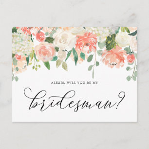 Peach och Ivory Flowers blir min Bridesman Vykort