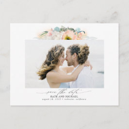 Peach och Rosa Flowers Spara datumfoto Meddelande Vykort