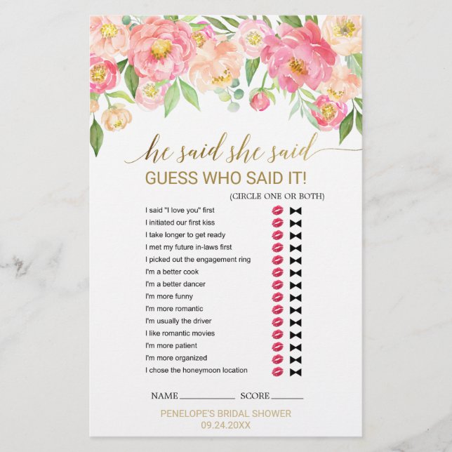 Peach och Rosa Peony "Han sa att hon sa att hon sa (Framsida)