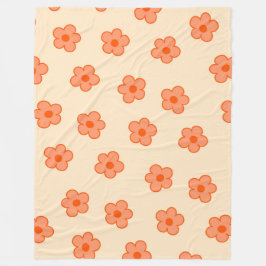 Peach & Orange Blommigt Retro, Cheerful, Fleecefilt