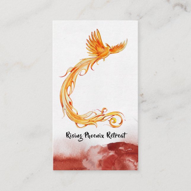 *~* Peach Orange Burgundy Red Phoenix Flames Visitkort (Framsida)