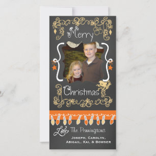 Peach/Orange Chalkboard God jul-fotokort Julkort