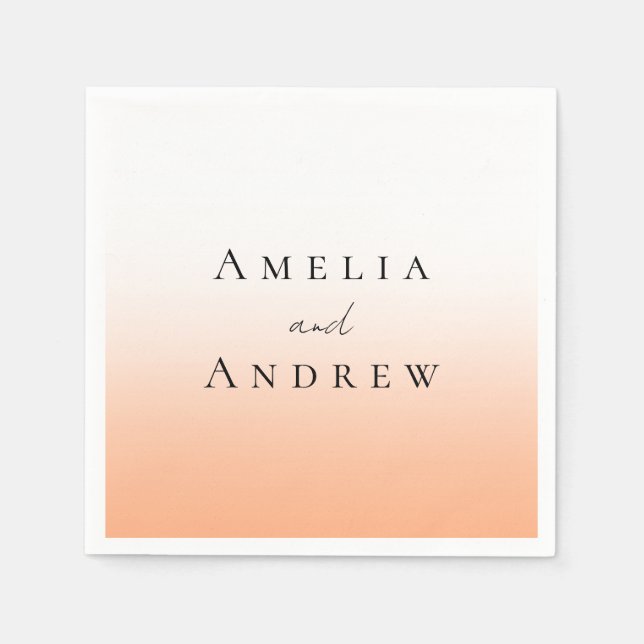 Peach Orange Fuzz Elegant Modern Bröllop Pappersservett (Framsidan)
