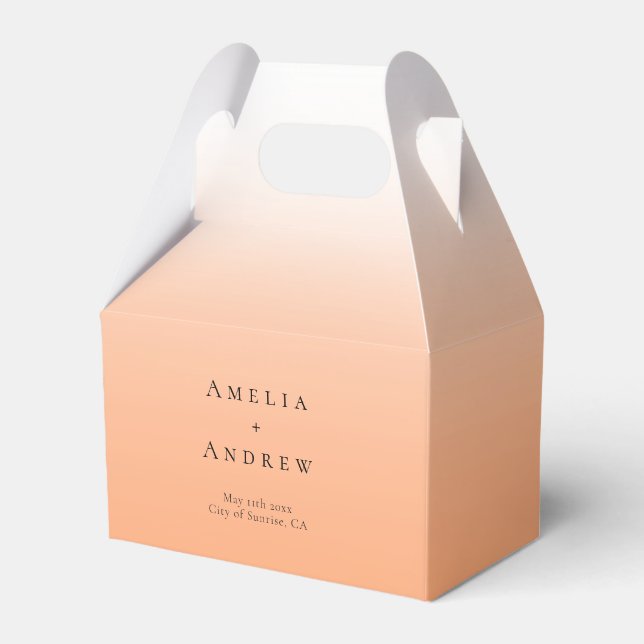 Peach Orange Fuzz Elegant Modern Bröllop Presentaskar (Framsidan Sidan)