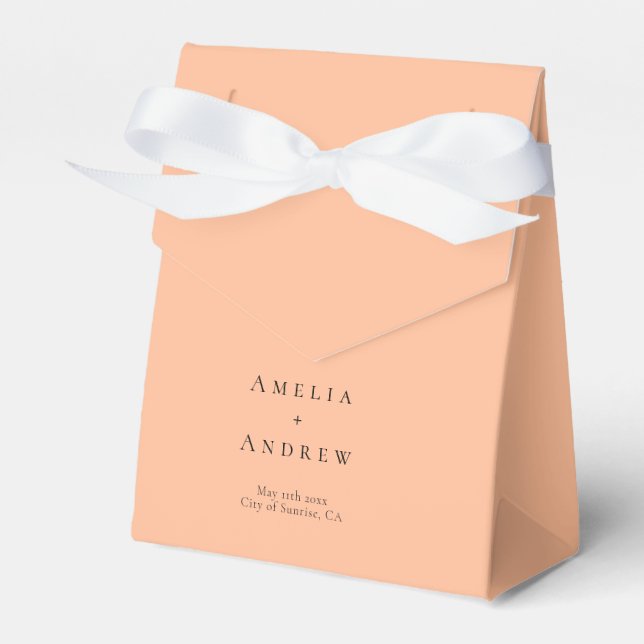 Peach Orange Fuzz Elegant Modern Bröllop Presentaskar (Framsidan Sidan)