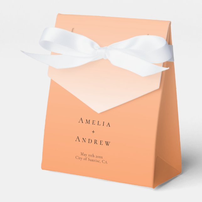 Peach Orange Fuzz Elegant Modern Bröllop Presentaskar (Framsidan Sidan)