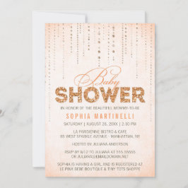 Peach Orange Glitter Baby Shower Inbjudningar
