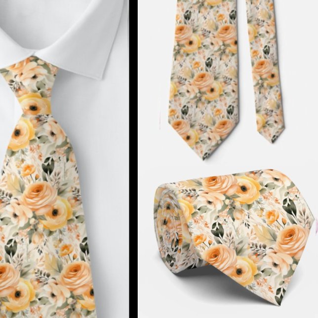 Peach Orange Guld Ro Flowers Blommigt Slips (Skapare uppladdad)