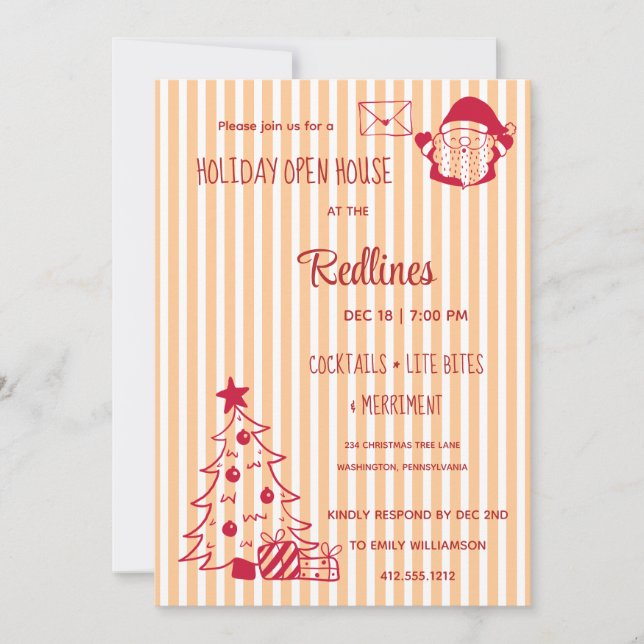 Peach Orange Play Helgdag Open House-inbjudan Inbjudningar (Framsida)