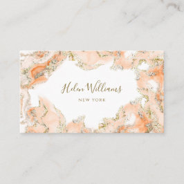 Peach orange rosa bläck marble affärskort visitkort