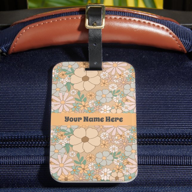 Peach Orange Rosa Grått Blommigt Bagagebricka (Framsida Insitu 2)