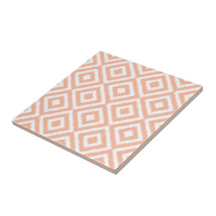 Peach Orange White Ikat Mosaic Art Mönster Kakelplatta