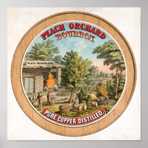Peach Orchard Bourbon still Vintage Label Poster
