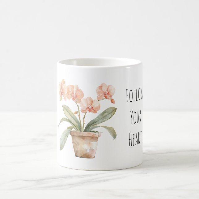 Peach Orchid Flowers Kaffemugg (Center)