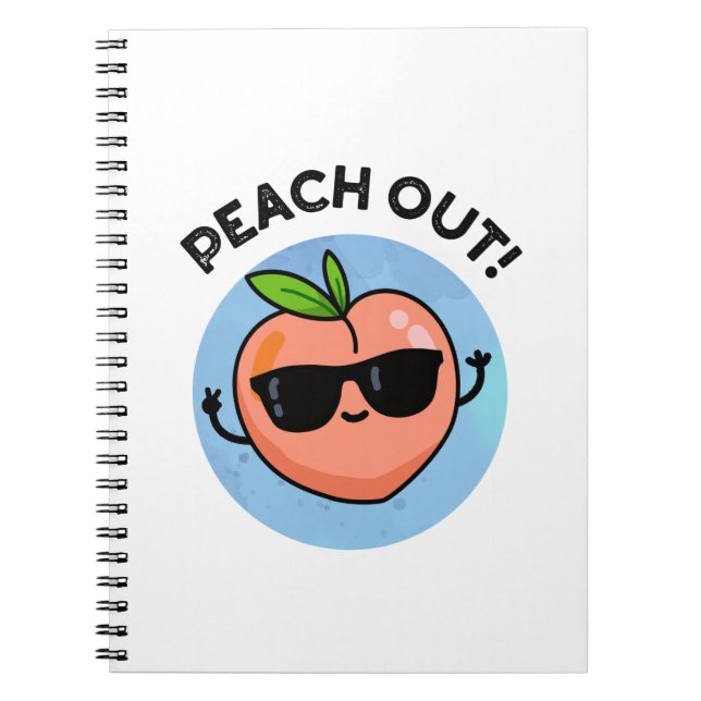 Peach Out Funny Fruit Pun Anteckningsbok (Framsidan)