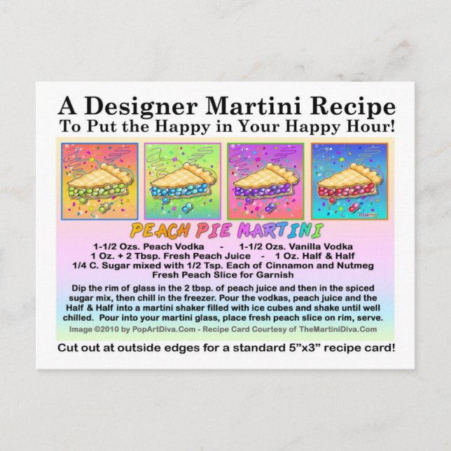 Peach Paj Martini Recept Card-vykort Vykort (Framsida)