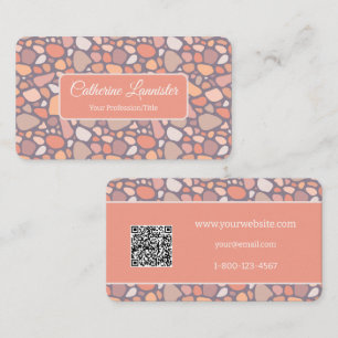 Peach Pastel Conglomerate Stone QR-kod Visitkort