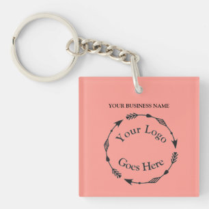 Peach Pastel Färgad Logotyp och QR-kod Akryl