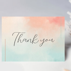 Peach Pastel Minimalist Romantic Bröllop Tack Kort
